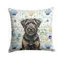 Brindle Bouvier des Flandres Coastal Sea Glass Decorative Throw Pillow 14x14 Indoor Outdoor Accent Cushion, Fabric Cover with Insert for Sofa, Bed, Porch & Living Room
