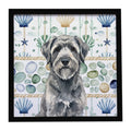 Gray Bouvier des Flandres Coastal Sea Glass Framed Metal Print Bathroom, Kitchen, Office, Home Decor Wall Art Ready to Hang, Square, 8X8