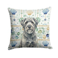 Gray Bouvier des Flandres Coastal Sea Glass Decorative Throw Pillow 14x14 Indoor Outdoor Accent Cushion, Fabric Cover with Insert for Sofa, Bed, Porch & Living Room