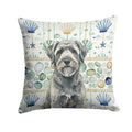 Gray Bouvier des Flandres Coastal Sea Glass Decorative Throw Pillow 18x18 Indoor Outdoor Accent Cushion, Fabric Cover with Insert for Sofa, Bed, Porch & Living Room