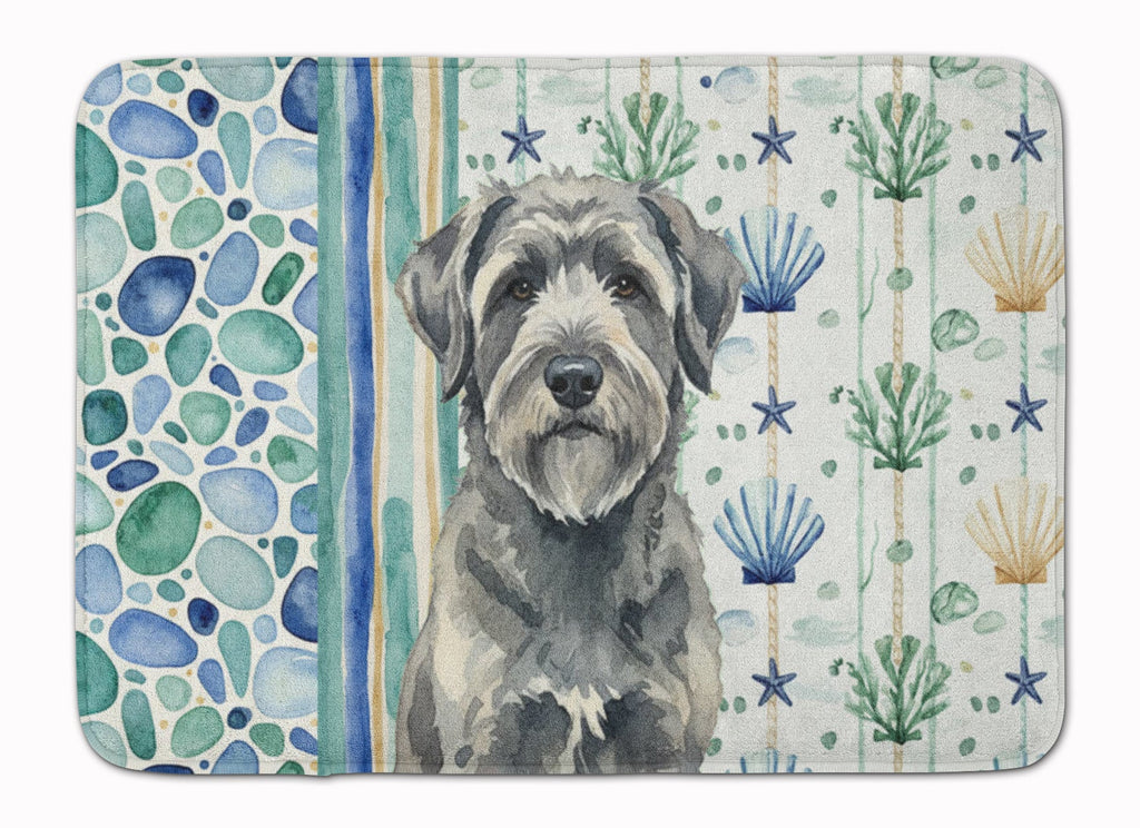 Gray Bouvier des Flandres Coastal Sea Glass Memory Foam Kitchen Mat Machine Washable Anti-Fatigue Cushion Comfort Bath or Kitchen Rug