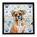 Boxer Coastal Sea Glass Framed Metal Print Bathroom, Kitchen, Office, Home Decor Wall Art Ready to Hang, Square, 8X8