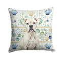 White Boxer Coastal Sea Glass Decorative Throw Pillow 14x14 Indoor Outdoor Accent Cushion, Fabric Cover with Insert for Sofa, Bed, Porch & Living Room