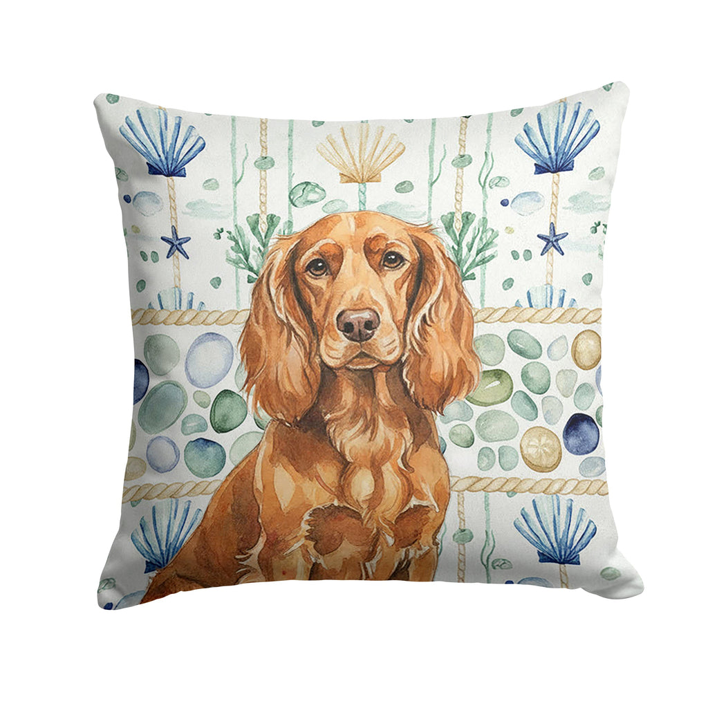 Boykin Spaniel Coastal Sea Glass Decorative Throw Pillow 18x18 Indoor Outdoor Accent Cushion, Fabric Cover with Insert for Sofa, Bed, Porch & Living Room