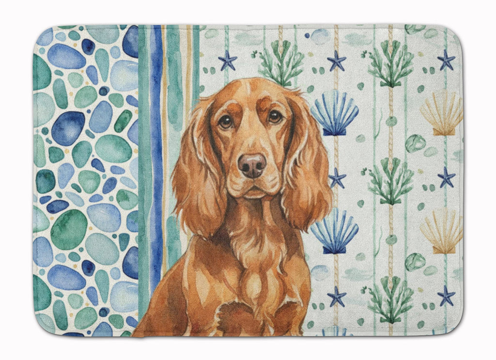Boykin Spaniel Coastal Sea Glass Memory Foam Kitchen Mat Machine Washable Anti-Fatigue Cushion Comfort Bath or Kitchen Rug