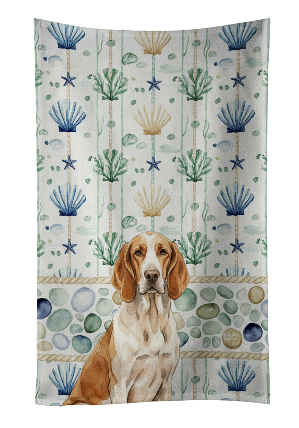 Bracco Italiano Coastal Sea Glass Kitchen Towel Velour Plush Front and Cotton Loop Back Machine Washable