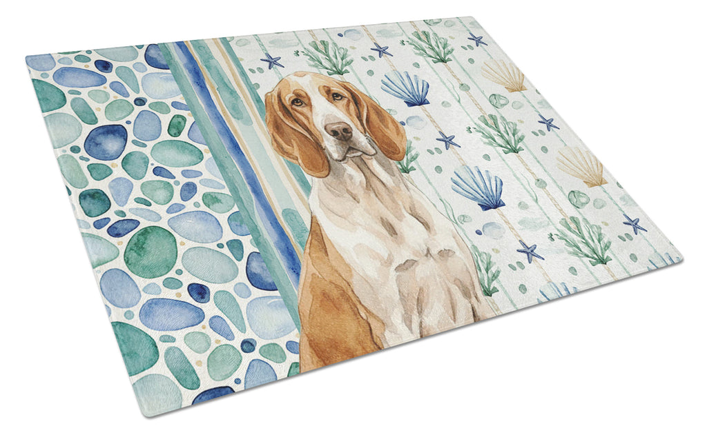 Bracco Italiano Coastal Sea Glass Cutting Board Tempered Glass Kitchen Cutting Surface, Heat Resistant Chopping, Non-Slip Feet, Food Prep & Serving