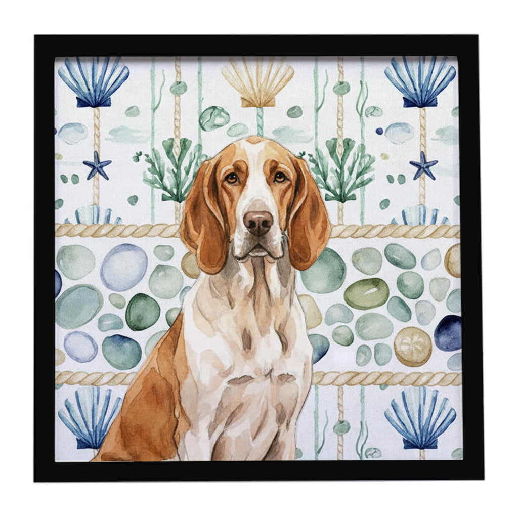 Bracco Italiano Coastal Sea Glass Framed Metal Print Bathroom, Kitchen, Office, Home Decor Wall Art Ready to Hang, Square, 8X8