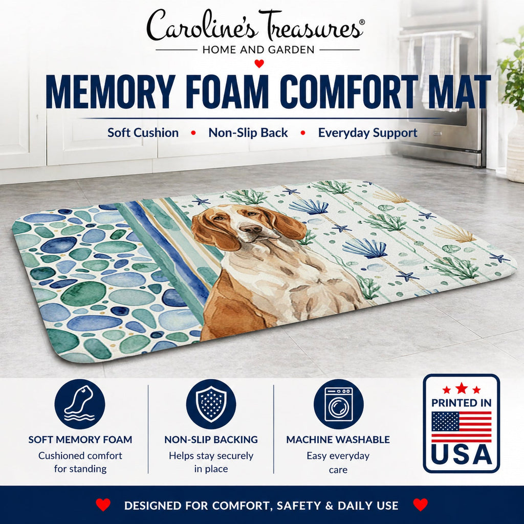 Bracco Italiano Coastal Sea Glass Memory Foam Kitchen Mat Machine Washable Anti-Fatigue Cushion Comfort Bath or Kitchen Rug