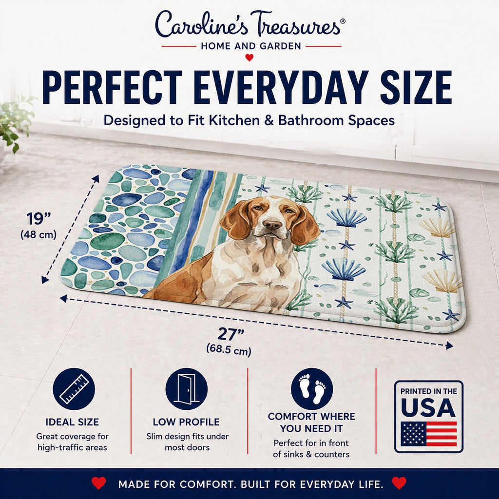 Bracco Italiano Coastal Sea Glass Memory Foam Kitchen Mat Machine Washable Anti-Fatigue Cushion Comfort Bath or Kitchen Rug