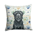 Black Briard Coastal Sea Glass Decorative Throw Pillow 14x14 Indoor Outdoor Accent Cushion, Fabric Cover with Insert for Sofa, Bed, Porch & Living Room