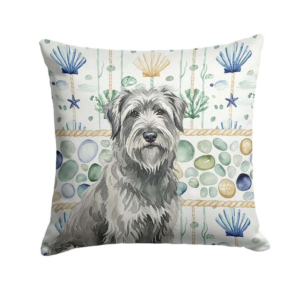 Gray Briard Coastal Sea Glass Decorative Throw Pillow 14x14 Indoor Outdoor Accent Cushion, Fabric Cover with Insert for Sofa, Bed, Porch & Living Room