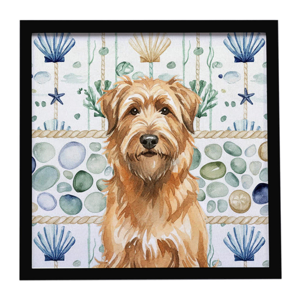Tawny Briard Coastal Sea Glass Framed Metal Print Bathroom, Kitchen, Office, Home Decor Wall Art Ready to Hang, Square, 8X8