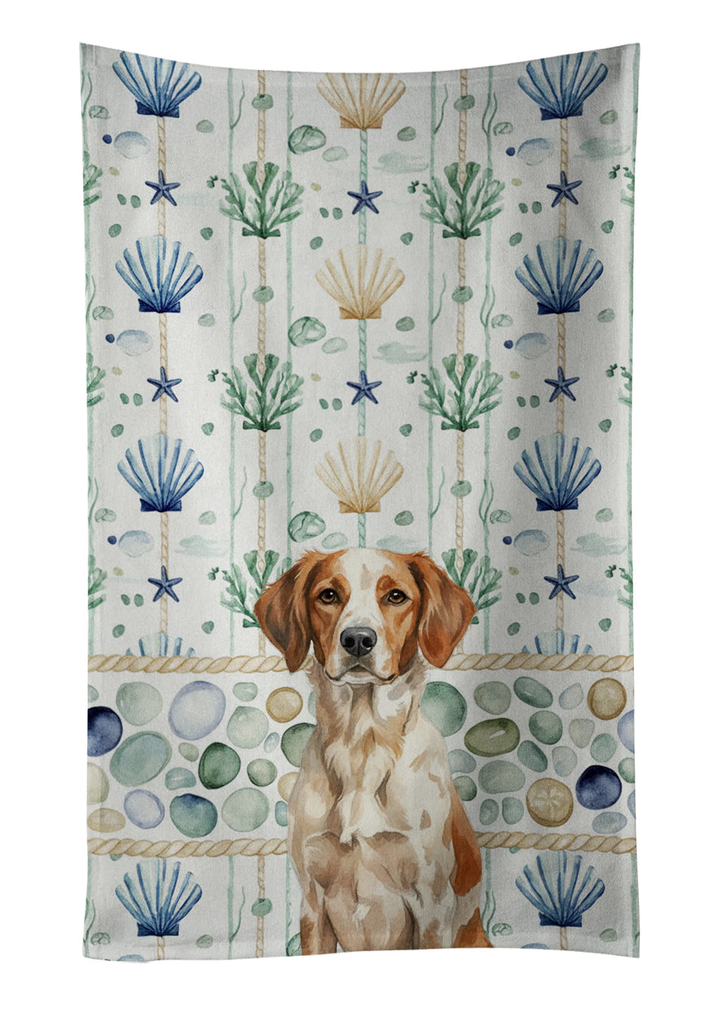 Roan Brittany Coastal Sea Glass Kitchen Towel Velour Plush Front and Cotton Loop Back Machine Washable