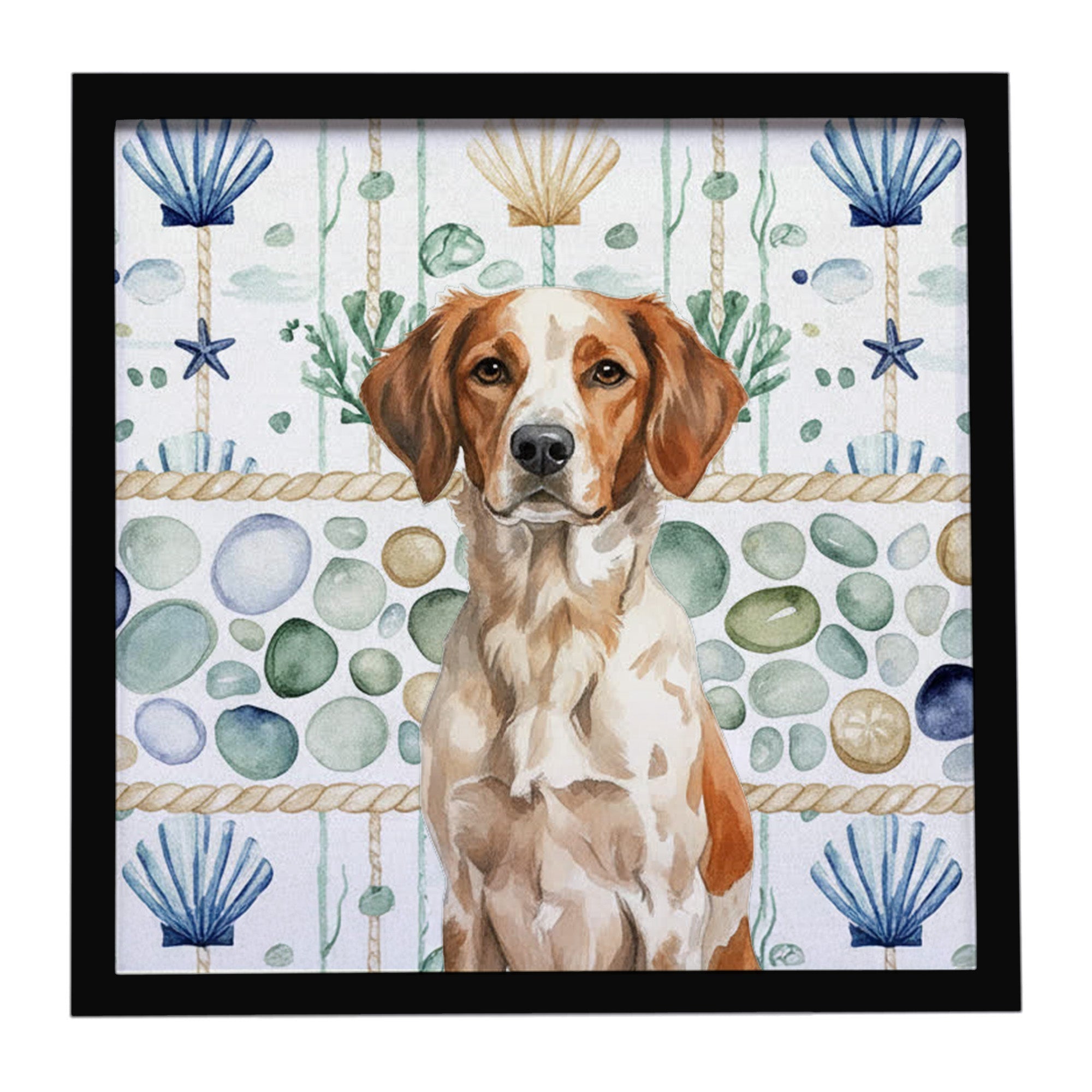 Roan Brittany Coastal Sea Glass Framed Metal Print Bathroom, Kitchen, Office, Home Decor Wall Art Ready to Hang, Square, 8X8