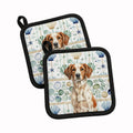 Roan Brittany Coastal Sea Glass Pot Holder Set of 2 Heat Resistant Quilted Hot Pads 7.5 x 7.5 Inch, Insulated Kitchen Trivets for Cooking & Baking