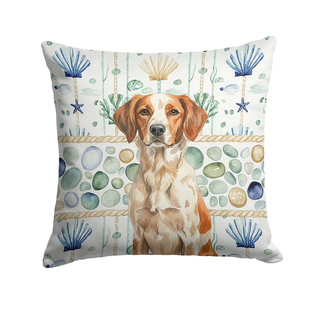 Roan Brittany Coastal Sea Glass Decorative Throw Pillow 14x14 Indoor Outdoor Accent Cushion, Fabric Cover with Insert for Sofa, Bed, Porch & Living Room