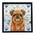 Belge Brussels Griffon Coastal Sea Glass Framed Metal Print Bathroom, Kitchen, Office, Home Decor Wall Art Ready to Hang, Square, 8X8