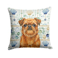 Belge Brussels Griffon Coastal Sea Glass Decorative Throw Pillow 14x14 Indoor Outdoor Accent Cushion, Fabric Cover with Insert for Sofa, Bed, Porch & Living Room