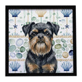Black and Tan Brussels Griffon Coastal Sea Glass Framed Metal Print Bathroom, Kitchen, Office, Home Decor Wall Art Ready to Hang, Square, 8X8