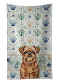 Red Brussels Griffon Coastal Sea Glass Kitchen Towel Velour Plush Front and Cotton Loop Back Machine Washable