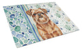 Red Brussels Griffon Coastal Sea Glass Cutting Board Tempered Glass Kitchen Cutting Surface, Heat Resistant Chopping, Non-Slip Feet, Food Prep & Serving