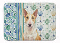 Fawn and White Bull Terrier Coastal Sea Glass Memory Foam Kitchen Mat Machine Washable Anti-Fatigue Cushion Comfort Bath or Kitchen Rug