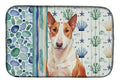 Red and White Bull Terrier Coastal Sea Glass Dish Drying Mat Absorbent Dish Drying Mat Pad for Kitchen Counter Dish Drainer Mat for Countertop, 14 x 21", Multicolor