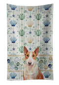 Red and White Bull Terrier Coastal Sea Glass Kitchen Towel Velour Plush Front and Cotton Loop Back Machine Washable