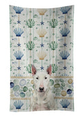 White Bull Terrier Coastal Sea Glass Kitchen Towel Velour Plush Front and Cotton Loop Back Machine Washable