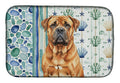 Red Bullmastiff Coastal Sea Glass Dish Drying Mat Absorbent Dish Drying Mat Pad for Kitchen Counter Dish Drainer Mat for Countertop, 14 x 21", Multicolor