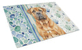 Red Bullmastiff Coastal Sea Glass Cutting Board Tempered Glass Kitchen Cutting Surface, Heat Resistant Chopping, Non-Slip Feet, Food Prep & Serving