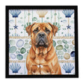 Red Bullmastiff Coastal Sea Glass Framed Metal Print Bathroom, Kitchen, Office, Home Decor Wall Art Ready to Hang, Square, 8X8