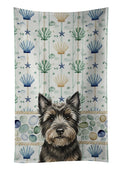 Black Cairn Terrier Coastal Sea Glass Kitchen Towel Velour Plush Front and Cotton Loop Back Machine Washable