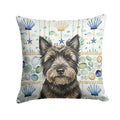Black Cairn Terrier Coastal Sea Glass Decorative Throw Pillow 14x14 Indoor Outdoor Accent Cushion, Fabric Cover with Insert for Sofa, Bed, Porch & Living Room
