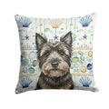 Black Cairn Terrier Coastal Sea Glass Decorative Throw Pillow 18x18 Indoor Outdoor Accent Cushion, Fabric Cover with Insert for Sofa, Bed, Porch & Living Room
