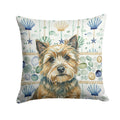 Cairn Terrier Coastal Sea Glass Decorative Throw Pillow 14x14 Indoor Outdoor Accent Cushion, Fabric Cover with Insert for Sofa, Bed, Porch & Living Room