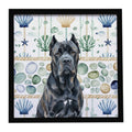 Cane Corso Coastal Sea Glass Framed Metal Print Bathroom, Kitchen, Office, Home Decor Wall Art Ready to Hang, Square, 8X8