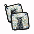 Cane Corso Coastal Sea Glass Pot Holder Set of 2 Heat Resistant Quilted Hot Pads 7.5 x 7.5 Inch, Insulated Kitchen Trivets for Cooking & Baking