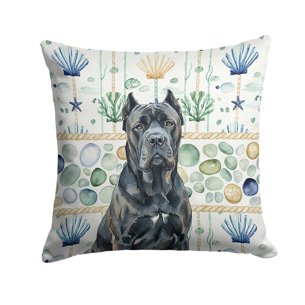 Cane Corso Coastal Sea Glass Decorative Throw Pillow 14x14 Indoor Outdoor Accent Cushion, Fabric Cover with Insert for Sofa, Bed, Porch & Living Room