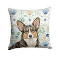Brindle Cardigan Welsh Corgi Coastal Sea Glass Decorative Throw Pillow 18x18 Indoor Outdoor Accent Cushion, Fabric Cover with Insert for Sofa, Bed, Porch & Living Room