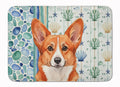 Red Cardigan Welsh Corgi Coastal Sea Glass Memory Foam Kitchen Mat Machine Washable Anti-Fatigue Cushion Comfort Bath or Kitchen Rug