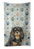 Black and Tan Cavalier Spaniel Coastal Sea Glass Kitchen Towel Velour Plush Front and Cotton Loop Back Machine Washable