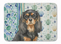 Black and Tan Cavalier Spaniel Coastal Sea Glass Memory Foam Kitchen Mat Machine Washable Anti-Fatigue Cushion Comfort Bath or Kitchen Rug