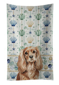 Ruby Cavalier Spaniel Coastal Sea Glass Kitchen Towel Velour Plush Front and Cotton Loop Back Machine Washable