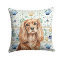 Ruby Cavalier Spaniel Coastal Sea Glass Decorative Throw Pillow 18x18 Indoor Outdoor Accent Cushion, Fabric Cover with Insert for Sofa, Bed, Porch & Living Room