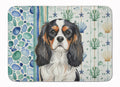 Tricolor Cavalier Spaniel Coastal Sea Glass Memory Foam Kitchen Mat Machine Washable Anti-Fatigue Cushion Comfort Bath or Kitchen Rug