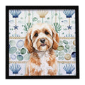 Cavapoo Coastal Sea Glass Framed Metal Print Bathroom, Kitchen, Office, Home Decor Wall Art Ready to Hang, Square, 8X8