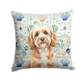 Cavapoo Coastal Sea Glass Decorative Throw Pillow 18x18 Indoor Outdoor Accent Cushion, Fabric Cover with Insert for Sofa, Bed, Porch & Living Room