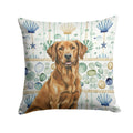 Chesapeake Bay Retriever Coastal Sea Glass Decorative Throw Pillow 14x14 Indoor Outdoor Accent Cushion, Fabric Cover with Insert for Sofa, Bed, Porch & Living Room